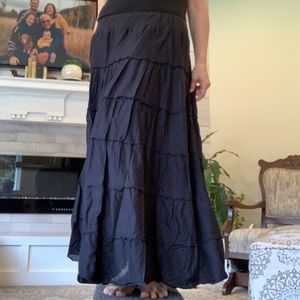 BoHo Maxi Skirt - Black Ruffle